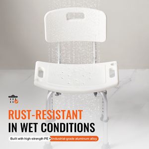 Silla de Ducha Ajustable en Altura, Asiento de Baño Antideslizante para Personas Mayores y Discapacitadas, Taburete de Acero para Bañera o Ducha - Product Image 3