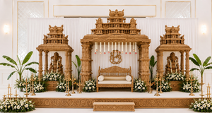 Mandap de Boda Moderno Estilo Gran Templo, Decoración Real del Sur de la India, Fibra de Vidrio Ligera, Tamaño Personalizado, Boda Hindú, EE. UU. - Product Image 2