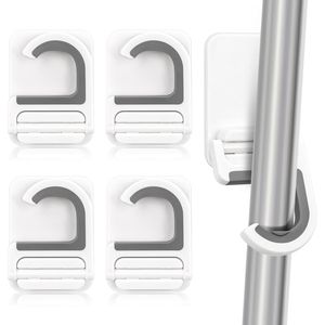 4 Pcs Transparent Self-Adhesive Anti-Slip Cleaning Organizer <b>Wall</b> Mount <b>Mop</b> Handle Hanger Broom <b>Mop</b> Holder Multi-Purpose PU Grip - Product Image 1