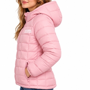 Chaqueta Acolchada con Capucha para Mujer, Estilo Casual, con Costuras de Diamante, Ropa de Invierno, Prenda Acolchada Informal con Logotipo - Product Image 3