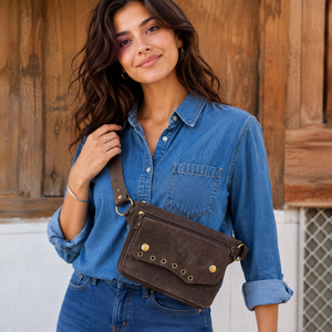 Suede Leather Waist Bag Stylish Leather Pocket Belts Travel Belt Unisex Hip Pocket Belts - Product Image 3