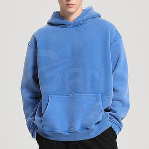 Sweat à capuche uni délavé à l'acide, 100 % coton, doublure polaire douce pour homme, hiver, logo personnalisé, le plus vendu - Product Image 2