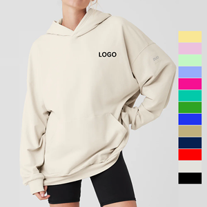 เสื้อฮู้ดดี้ผู้หญิงปี 2026 ผ้าฟลีซ ทรงหลวม แขนยาว สีพื้น ระบายอากาศได้ดี สกรีนโลโก้ได้ มีกระเป๋าหน้า เหมาะสำหรับใส่ในฤดูใบไม้ร่วง - Product Image 1