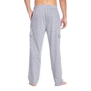 Light Grey <b>Open</b> <b>Hem</b> Men Plus Size <b>Joggers</b> Heavyweight Cotton Fleece Relaxed Fit Elastic Drawstring Athletic Track Pants - Product Image 2