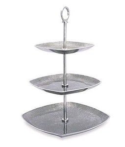 Elegante soporte redondo de metal plateado de 3 niveles para tartas con cuentas de cristal colgantes para exhibición de buffet de bodas, decoración de panadería - Product Image 4