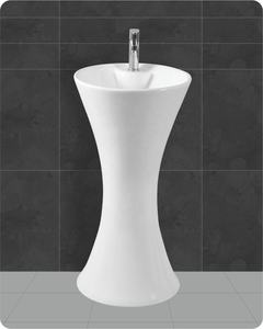 Lavabo de Pedestal de Color blanco para baño, soporte de cerámica, de una pieza, de cilindro - Product Image 2