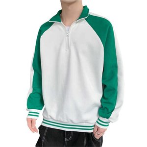 เสื้อสเวตเชิ้ตแบบ unisex ครึ่งซิป คอปกตั้ง แขนเสื้อแบบแร็กแลน ตัดต่อสี ทรงปกติ ผ้าถัก ใส่สบายๆ ในฤดูใบไม้ร่วง ผลิตจากโพลีเอสเตอร์ - Product Image 4