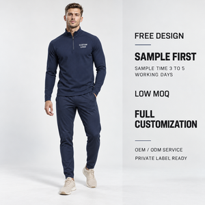 Bulk Wholesale Men's Quarter <b>Zip</b> Active Top Lightweight Polyester Breathable Sportswear <b>Shirt</b> Fitness Activewear Supplier - Product Image 1