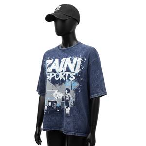 T-shirt femme délavé à l'acide en coton jersey premium, doux, respirant, vintage, avec logo personnalisé sérigraphié - Product Image 4