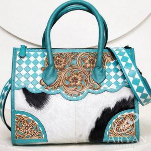 Nouvel Arrivage 2026 – Sac à Main de Luxe pour Femme, en Cuir Véritable Façonné à la Main, Motif Damier, Sac Fourre-Tout Bandoulière Western en Cuir de Vachette Durable - Product Image 1