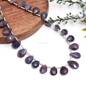 Perles de saphir naturel de qualité supérieure, facettées en forme de poire, 8 pouces de long, 4,5x7,5 7x15 mm, pour collier, bracelet, boucles d'oreilles - Product Image 2