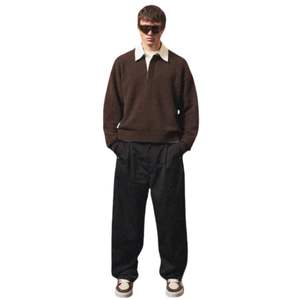 Pull en tricot pour homme, col contrastant marron, manches longues, pull décontracté d'hiver, mélange de coton doux, OEM - Product Image 6