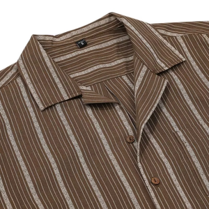 Chemise hawaïenne pour homme, chemise rayée d'été, boutonnée, manches courtes, vintage, plage, avec poches - Product Image 4