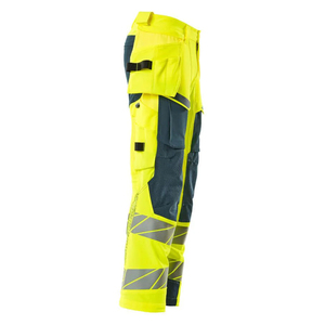 Pantalon de travail haute visibilité personnalisé pour usine, respirant, pour équipe d'entretien, en polyester, taille élastique, multi-poches - Product Image 2
