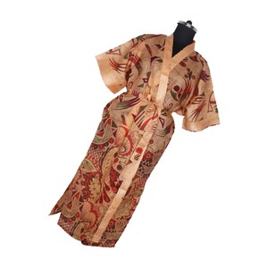 KL010 Kimono de Seda Floral Antiguo Estilo Sari, Chaqueta Larga de Invierno y Otoño con Cuello en V y Cierre de Cordón, Mangas Largas - Product Image 6