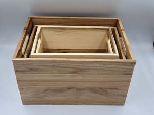 Manufacture BrownAcacia wood <b>storage</b> <b>crate</b> Rope handle wooden box Gift packing wine <b>crate</b> New year gift <b>storage</b> Cake Gifts - Product Image 1