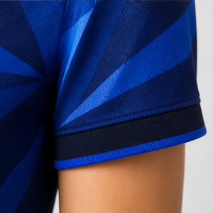 Polo pour femme personnalisé bleu marine à rayures radiales, séchage rapide, respirant, manches courtes, uniforme d'équipe de golf WPS-0739 - Product Image 5