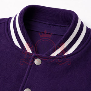 Classic Design Purple <b>White</b> Letterman <b>Jacket</b> Premium Fit Button Front Ribbed Hem Modern Casual Street Style - Product Image 6