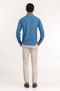 Chemise habillée décontractée et tendance pour homme, à manches longues, col rabattu, avec impression par sublimation, 100 % coton - Product Image 2