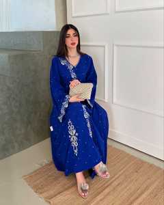 Wholesale Ethnic Wedding Evening Party Wear Abaya <b>Kaftan</b> Long Sleeve Floor Length Lightweight <b>Plus</b> <b>Size</b> Polyester Handmade - Product Image 1