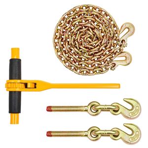 Ganci a Catena G80 da 3/8'' x 10FT con Cricchetto, Capacità di Carico 9200 Libbre, Tenditori a Cricchetto da 1/2'', Accessori per il Controllo del Carico - Product Image 1