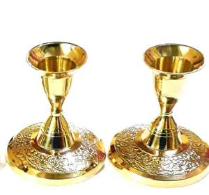 Porte-bougie en laiton classique, support pour bougies chauffe-plat et bougies coniques en métal poli - Product Image 5