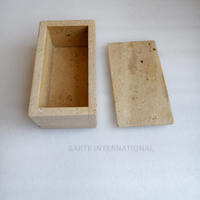 Boîte à mouchoirs et support en pierre de travertin moderne, étanche, écologique, fait main, pour salle de bain, organiseur de vanité pour décoration de table
