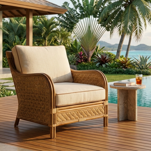 Chaise de salle à manger d'extérieur minimaliste en rotin écologique - Durable, confortable et légère pour appartement, villa et salon - Product Image 2