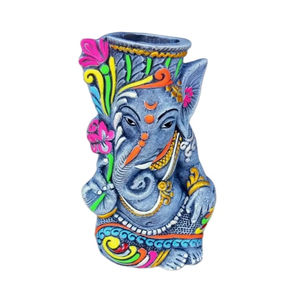 Vase décoratif en argile artisanal Art Déco pour mariage, anniversaire, Diwali, représentant le Dieu Ganesha (design vertical) – Décoration d'intérieur - Product Image 1