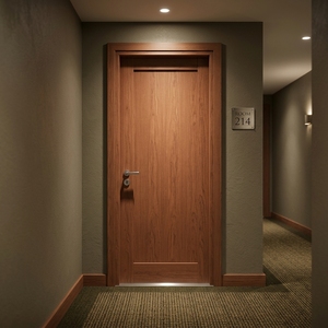 Puerta Interior Moderna de Madera de Caoba con Chapa de Madera, Puerta de Madera Sólida para Dormitorio, Cocina, Apartamento, Casa, Apertura Lateral - Product Image 2