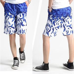 <b>Men's</b> Blue Floral Print Board Shorts Quick Dry Elastic Waist Casual Swim <b>Trunks</b> with Pockets - Product Image 3