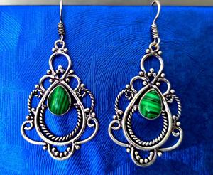Pendientes Colgantes de Malaquita en Plata de Ley 925 Estilo Vintage para Mujer, con Diamantes y Piedras Preciosas, Joyería de Moda para Fiestas, Regalo - Product Image 1
