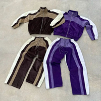 Ensemble unisexe personnalisé XL : Veste à cordon de serrage et pantalon de survêtement ample, motif patchwork, logo des fabricants – Hiver, grande taille, imprimé