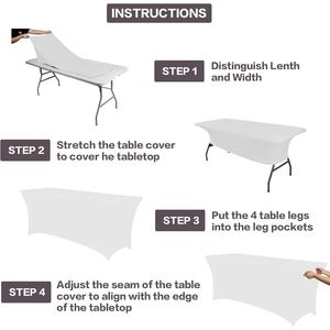 Set di 2 Tovaglie Rettangolari Elasticizzate Bianche da 180 cm, Lavabili, 100% Poliestere, Protezione Primaverile per Eventi, Cocktail e Banchetti - Product Image 4