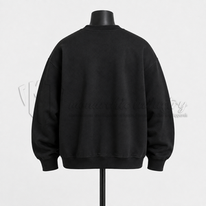 Sweat-shirt à col rond noir personnalisé pour homme, design graphique à empiècements contrastants, pull en molleton, streetwear, OEM ODM - Product Image 2