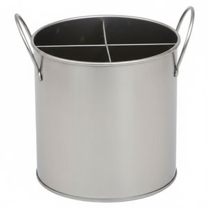 Simple Design Metal Cutlery <b>Holder</b> Silver Finished 3 Compartment Utensil Caddy With Wood Handle For Kitchen <b>Storage</b> On Sale - Product Image 5