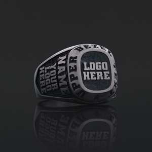 Anillo Personalizado BOJ 022 con Nombre Grabado y Logotipos Personalizados, Hecho a Mano en Plata 925 Chapada en Oro, Diseño Exclusivo, Precio Bajo, Gran Venta - Product Image 5