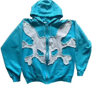 Sweat à capuche personnalisé délavé à l'acide, vintage, en coton vieilli, coupe oversize, streetwear, zippé, unisexe, broderie 3D pour l'hiver - Product Image 6