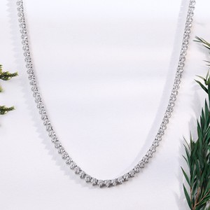 Collar de Diamantes Cultivados en Laboratorio, Corte Redondo, Oro Blanco, Cadena de Cristales Brillantes, Joyería Fina para Novia, Boda, para Mujer - Product Image 2