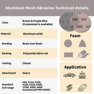 Disque abrasif en maille sans poussière 225 mm pour ponceuse à cloisons sèches P80-P240, dureté moyenne, garantie 3 ans pour la construction - Product Image 3