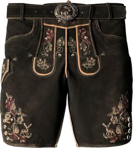 Old Style Plus Size High Embroidered Lederhosen for Men | Antique <b>Look</b> Bavarian <b>Leather</b> <b>Shorts</b> | Handmade Oktoberfest Costume - Product Image 1