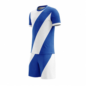 Maillot de handball personnalisé imprimé par transfert thermique pour équipes nationales masculines, bleu rayé, manches courtes, col en V, anti-humidité, 100 % évacuation de l'humidité - Product Image 5
