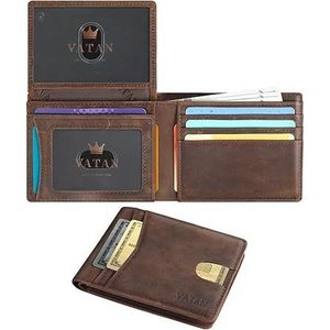 Portafoglio Minimalista in Pelle da Uomo, Sottile con Protezione RFID, 2 Finestre per Documenti, Grande Capacità per Carte di Credito, con Confezione Regalo, Design CH Caffè - Product Image 1
