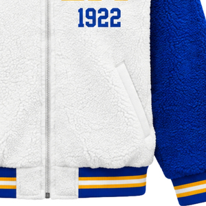เสื้อแจ็คเก็ตบอมเบอร์แบบกลับด้านได้สำหรับผู้หญิง ยี่ห้อ Sigma Gamma Rho  ผ้าเชอร์ปา  แบบกำหนดเองได้  สำหรับชมรมพี่น้องชาวกรีก  เสื้อโค้ทขนแกะ  อุ่นสบายสำหรับฤดูหนาว  สไตล์ลำลอง  สตรีทแวร์  ขายส่ง - Product Image 6