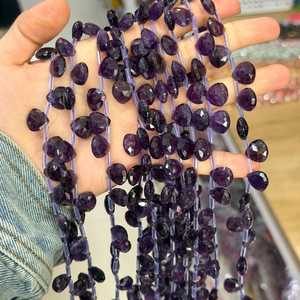 Natural Amethyst Micro Faceted Shell Trillion Briolette Gemstone <b>Loose</b> <b>Beads</b> Purple IGI Certified Rajasthan ZUBEDA GEMS Jewelry - Product Image 3