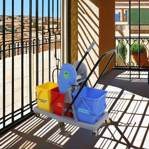 Triple Bucket Mopping <b>Trolley</b> with PP <b>Plastic</b> Eco-Friendly >30L Capacity Boiling Water Safe Multi-Color ISO - Product Image 2