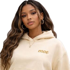 Women's Cropped <b>Oversized</b> <b>Hoodies</b> Long Sleeve Drop Shoulder Pullover <b>Fleece</b> Sweatshirt Casual Loose Fit Winter Streetwear OEM - Product Image 4