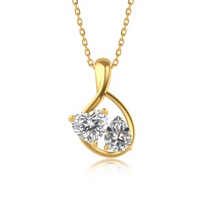 Collar con Colgante de Doble Piedra de Diamante Cultivado en Laboratorio en Oro Sólido de 14K, Collares con Colgantes Finos, Joyería de Oro Real para Mujer - Product Image 6