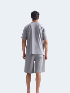T-shirt d'été pour homme en tissu satiné respirant à col rond en toile - Product Image 5