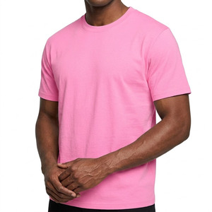 T-shirt en coton rose pour homme, coupe classique, col rond, manches courtes, couleur unie, décontracté, jersey, culture, adulte, été, personnalisé, pur coton - Product Image 5